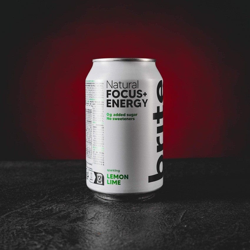 Brite Nootropic Energy Drink Kratom World с лаймов профил, представен в продуктов кадър като ноотропна енергийна напитка.