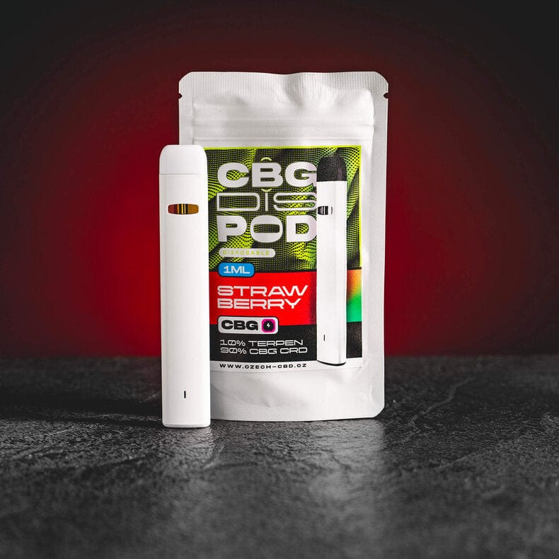 CBG Dispod Kratom World с вкус ягода, канабиноиден vape продукт в продуктов кадър.