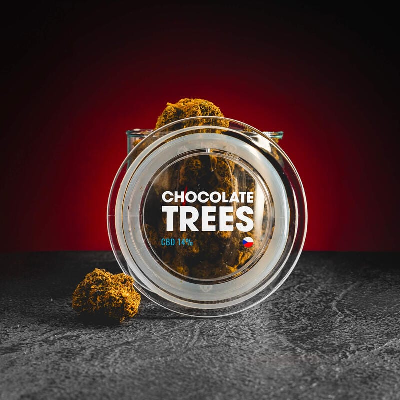 Chocolate Trees CBD цветове Kratom World, представени в продуктов кадър като качествени CBD цветове.