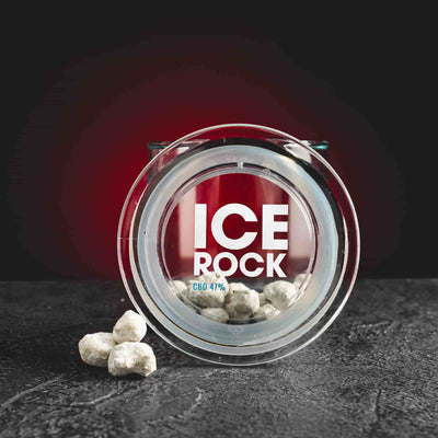 Icerock CBD HHC конопени цветове, представени в продуктов кадър като специален конопен продукт.