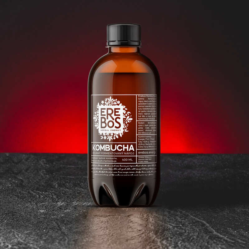 Bitter Erebos Kratom World, представен в продуктов кадър като kombucha напитка с природен профил.