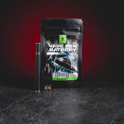 Черна 510 vape pen батерия Kratom World за cartridge, представена в продуктов кадър като аксесоар за CBD и канабиноидни продукти.