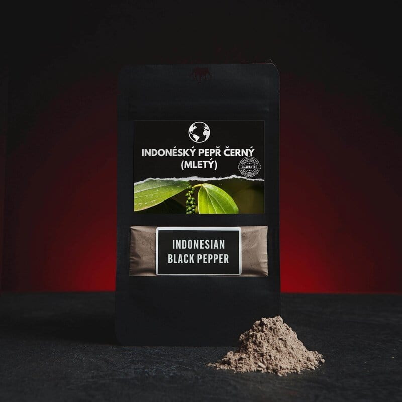 Black Pepper Kratom World, представен в продуктов кадър като индонезийски черен пипер.