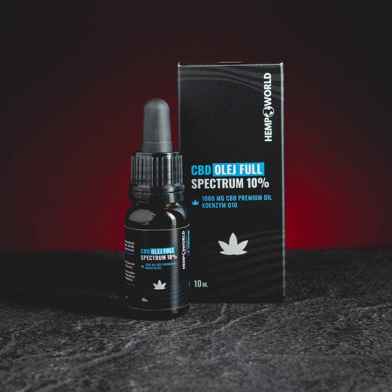 CBD масло 10 ml 10% Kratom World, представено в продуктов кадър като качествен и достъпен CBD продукт.