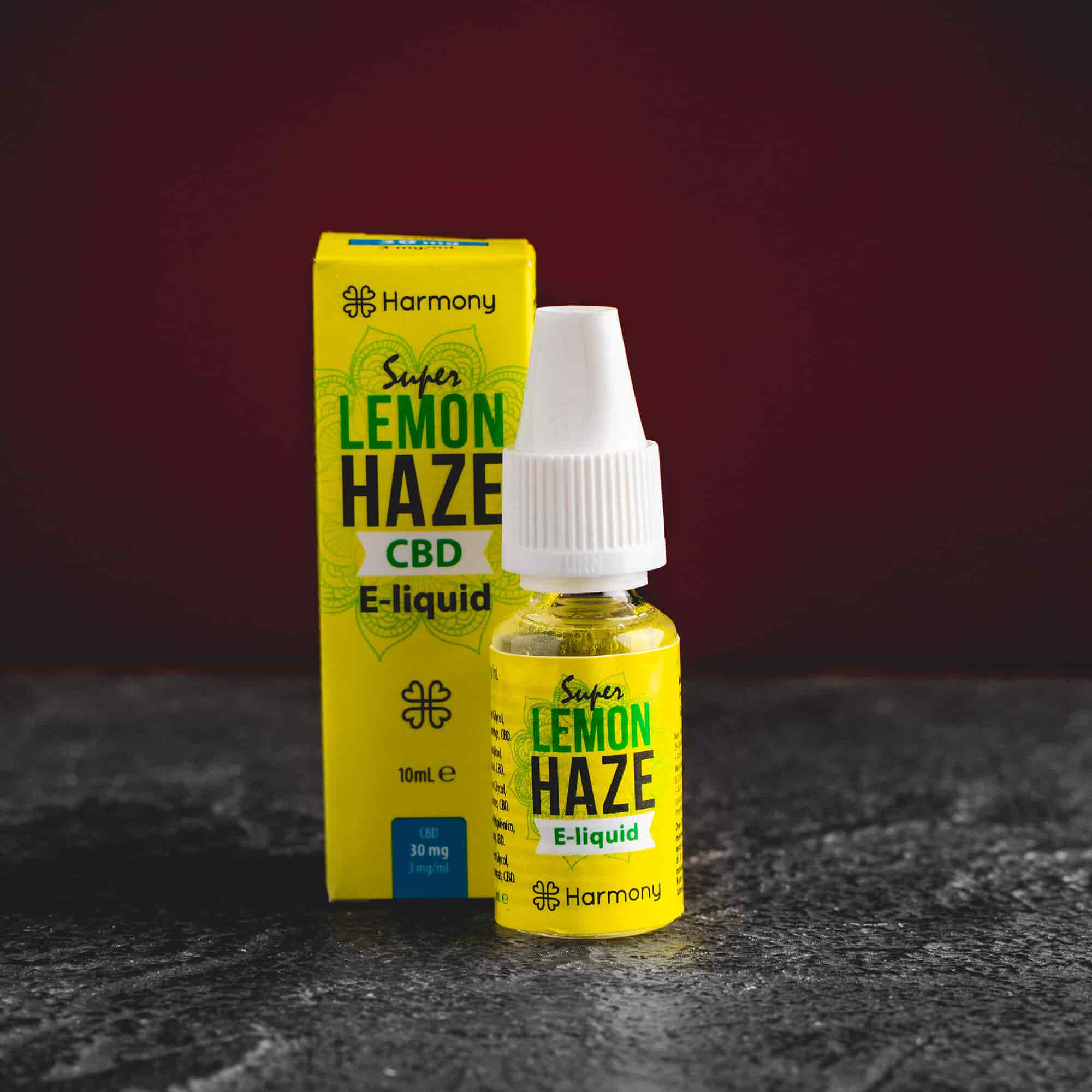 CBD Vape E-liquid Lemon Haze 30 mg Kratom World, представен в продуктов кадър като течност за електронни устройства с канабиноиден и Lemon Haze профил.