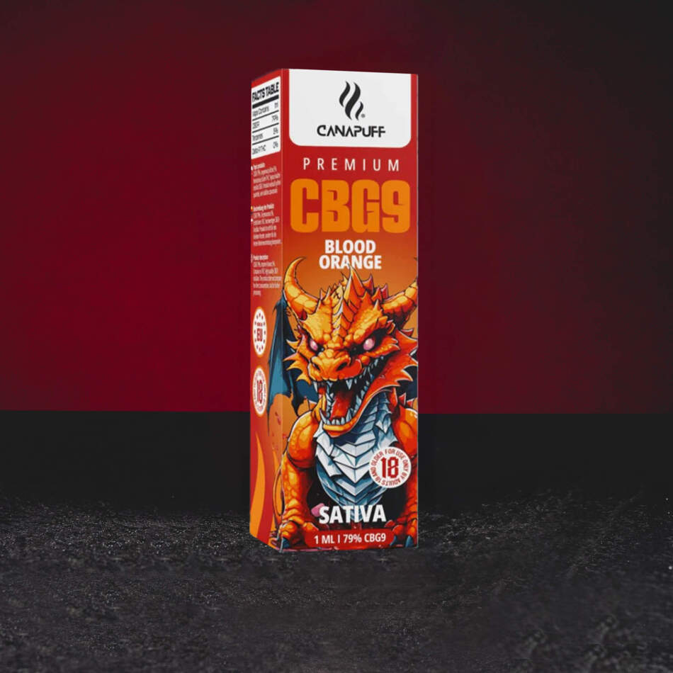 Kratom World CBG9 Vape Pen 79% 1 ml Blood Portocal – премиум CBG9 vape с цитрусово-малинов ароматен профил