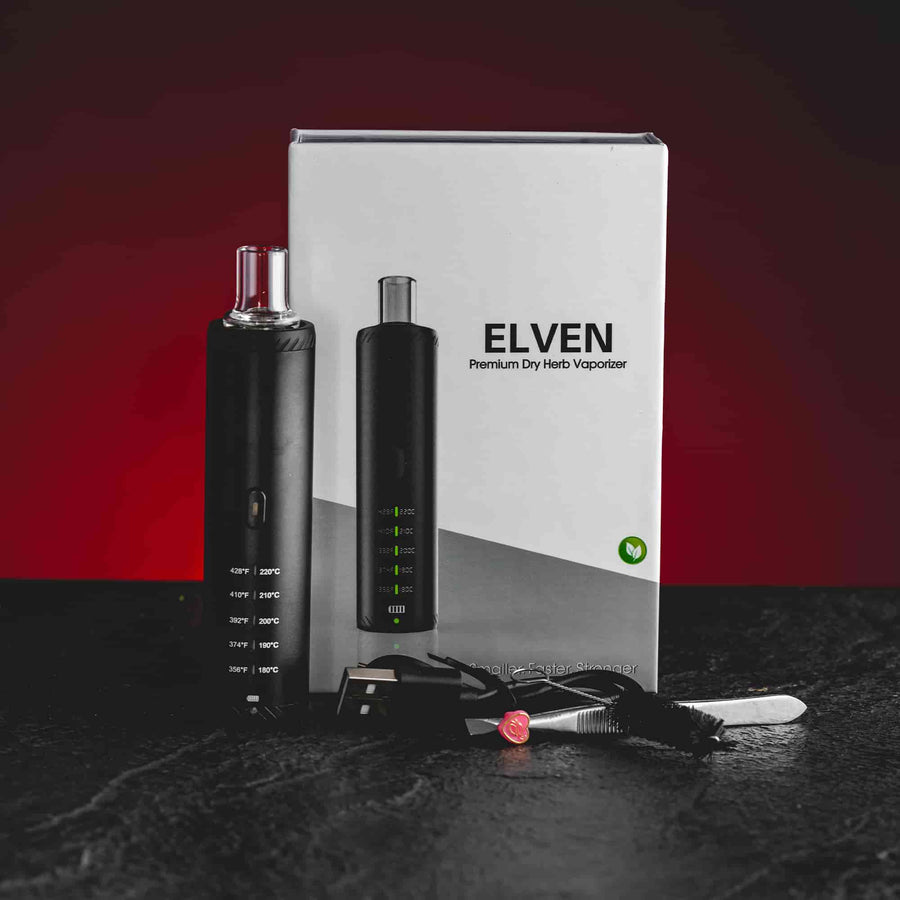 Elven Vaporizer Kratom World, представен в продуктов кадър като vaporizer за HHC, CBD и конопени цветове.