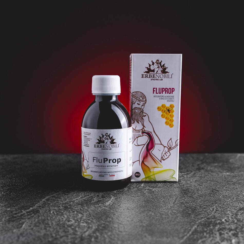 Erbenobili Fluprop Kratom World, представен в продуктов кадър като растителен продукт за подкрепа на имунитета.
