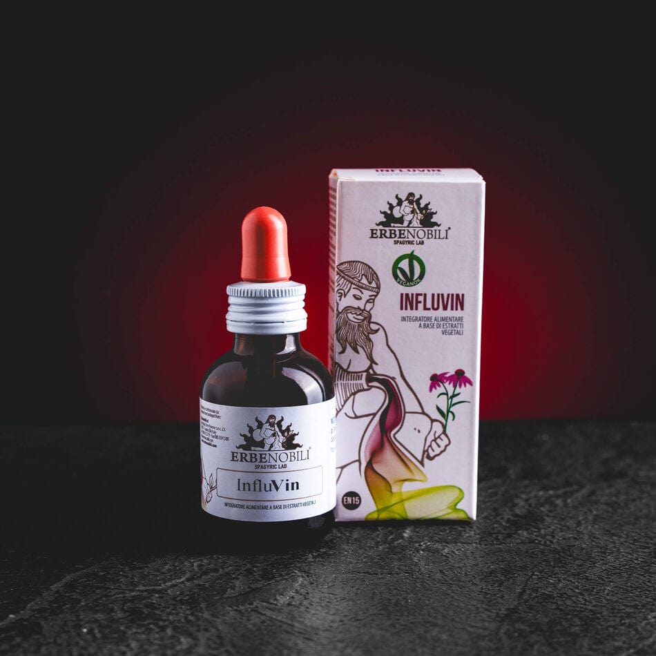 Erbenobili Influvin Kratom World, представен в продуктов кадър като продукт за подкрепа на имунитета.