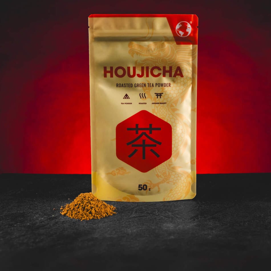 Kratom World Hojicha Powder 50 g – фино смлян печен зелен чай от Япония с вкус на печени ядки и карамел