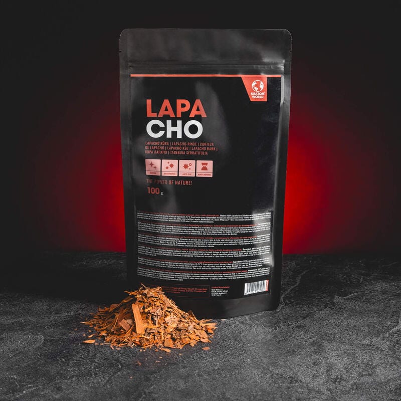 Lapacho чай Kratom World, представен в продуктов кадър като билков чай с антиоксидантен профил.