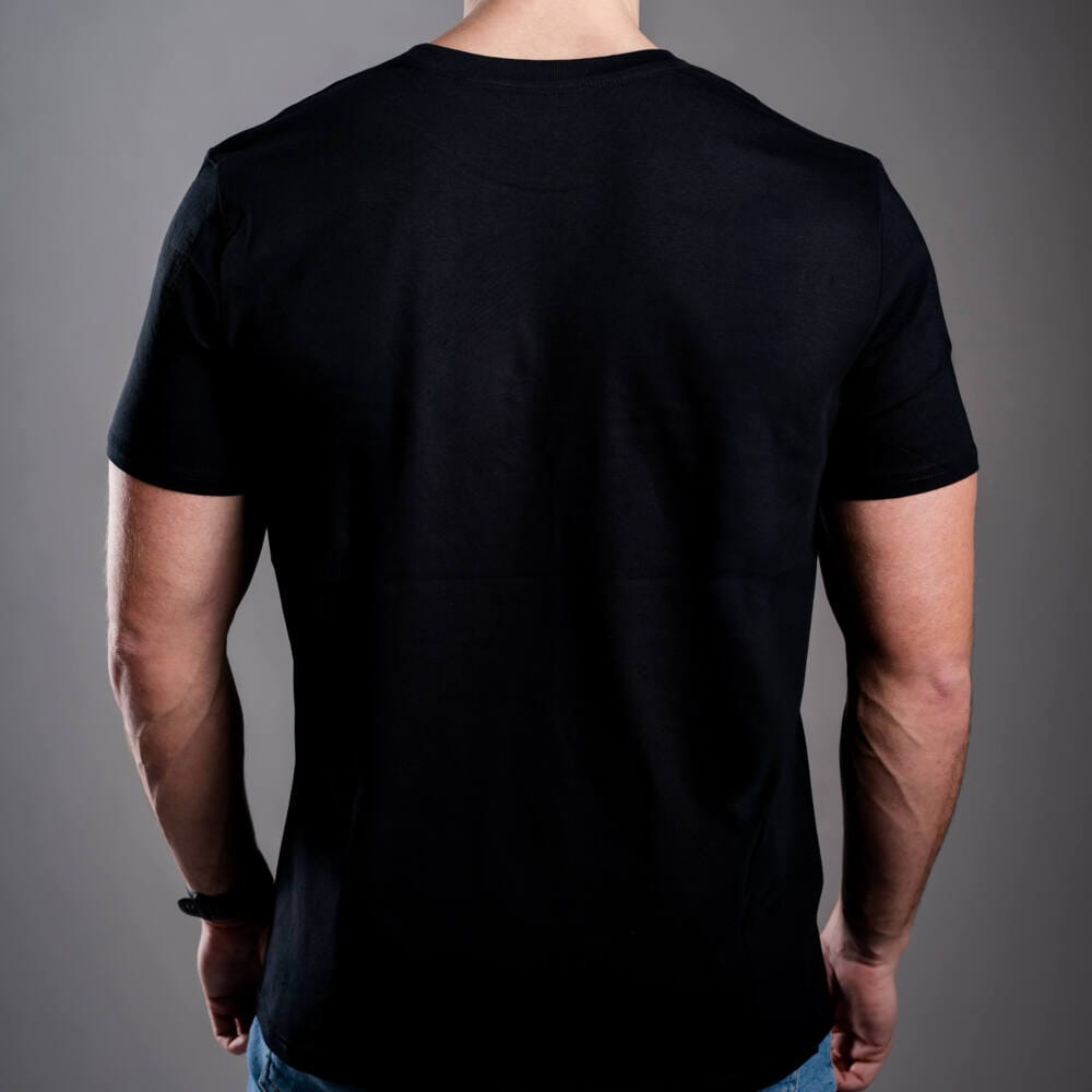 Мъжка тениска Kratom World Damn Bro Go Buy Kratom, представена отзад в черен streetwear дизайн за любители на Kratom.