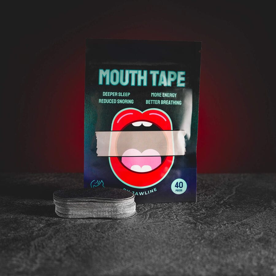 Mouth Sleeping Tapes Kratom World, представени в продуктов кадър като ленти за уста при сън, хъркане и jawline профил.
