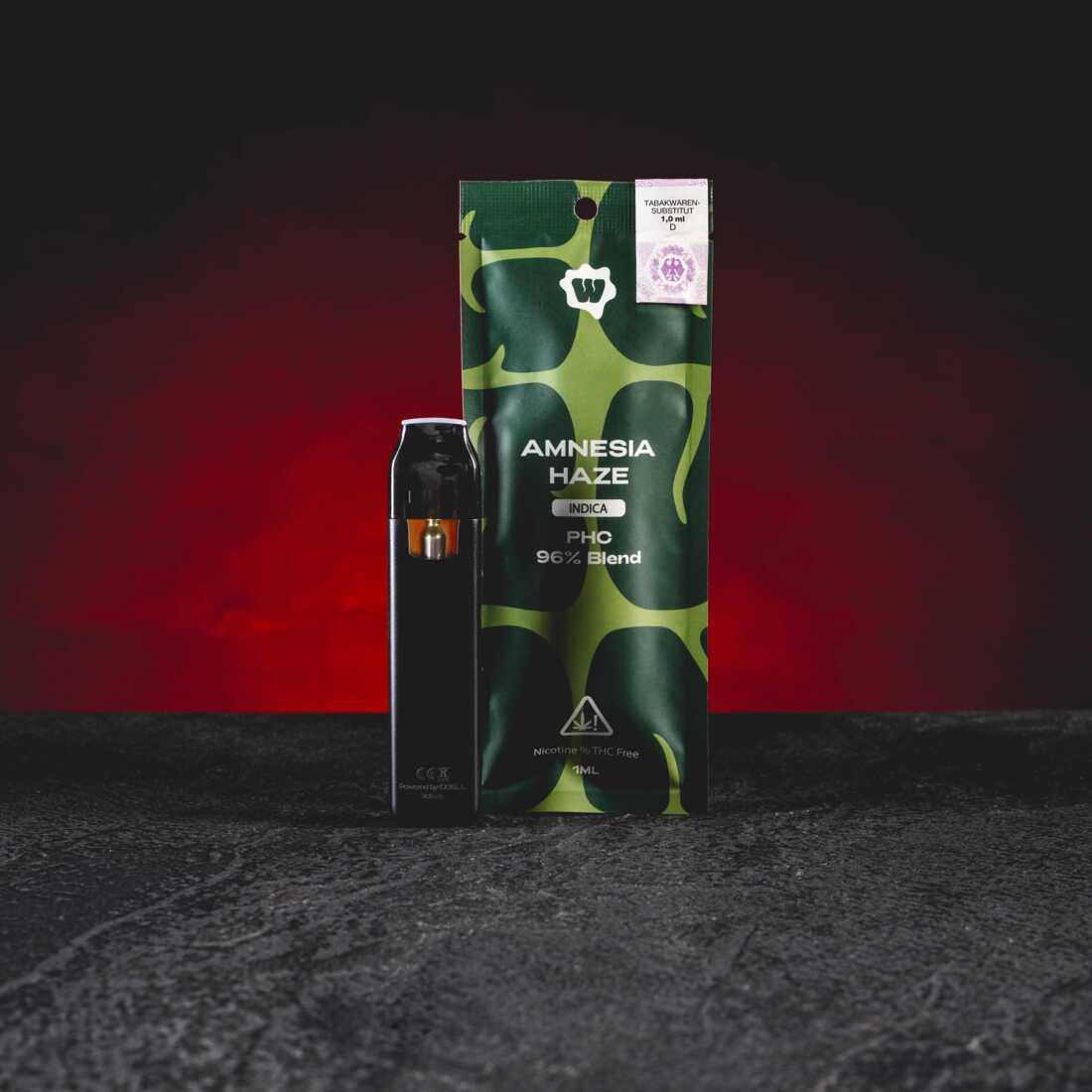 Kratom World PHC Vape 96% 1 ml Amnesia Haze – свеж билков PHC vape с изразен ароматен профил