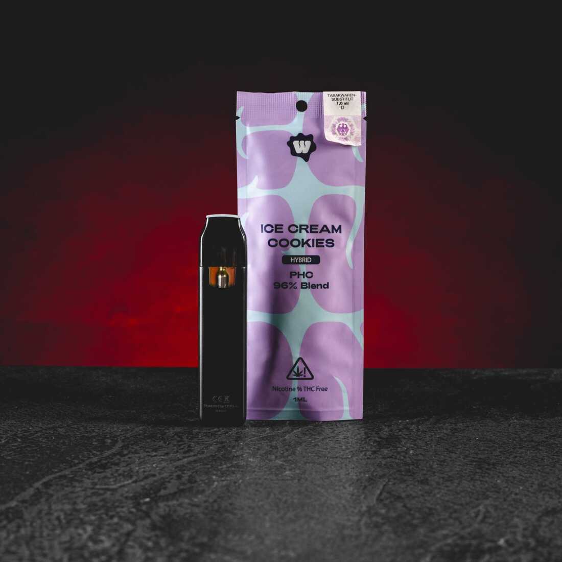 Kratom World PHC Vape 96% 1 ml Ice Cream Cookies – сладък бисквитен PHC vape с кремообразен ароматен профил