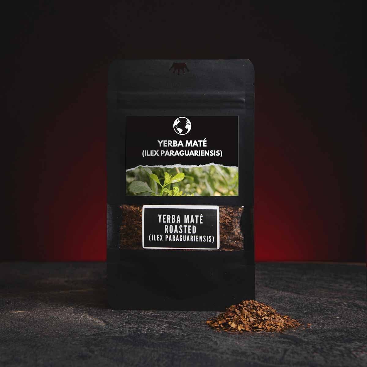 Печена Yerba Mate Kratom World, представена в продуктов кадър като качествен билков чай.
