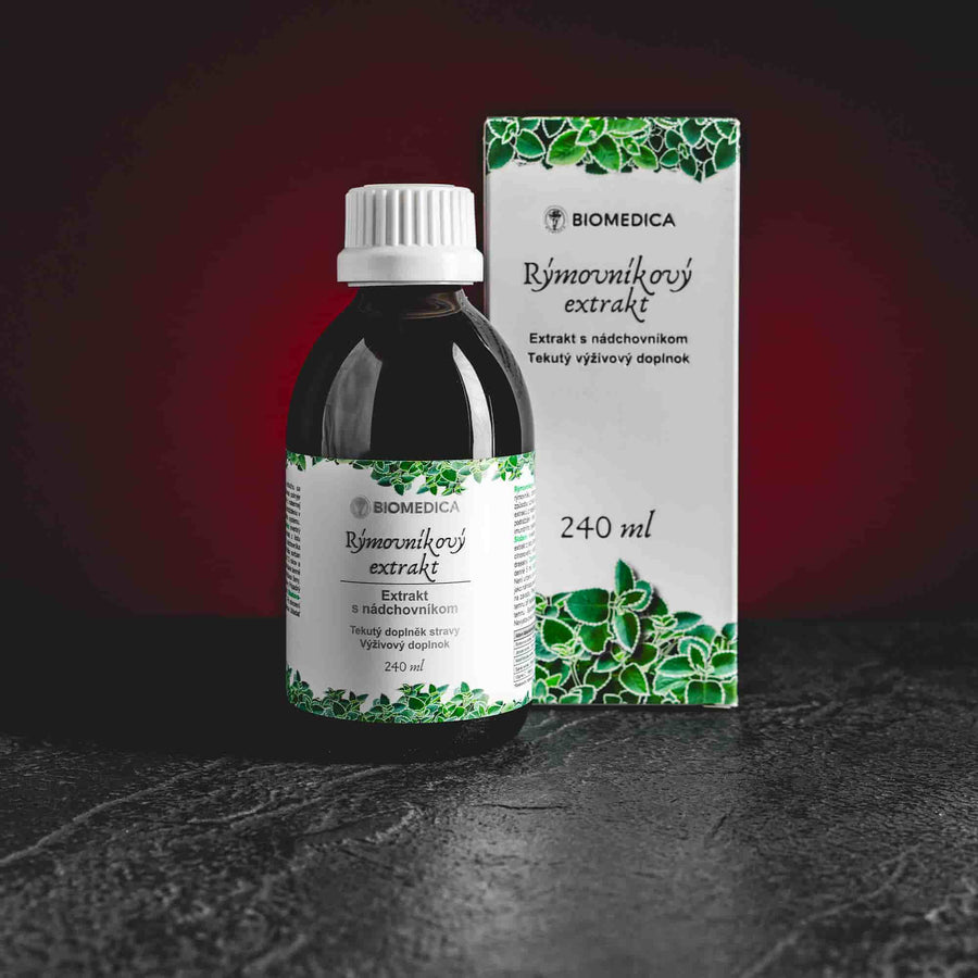 Rýmovník Extract Kratom World, представен в продуктов кадър като растителен екстракт от римовник.