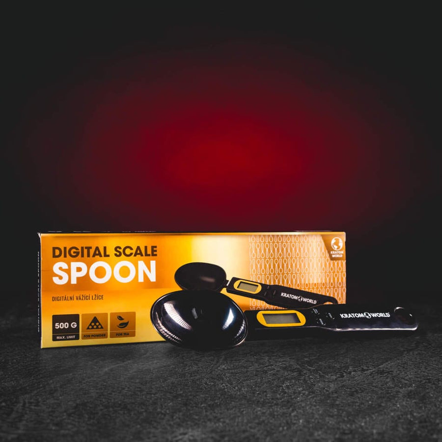 Дигитална везна за тегло Kratom World Spoon, дигитална разпродажба на kratomworld. Цифрова лъжица за претегляне Kratom World 500 g с точност от 0,1 g за прецизно измерване на насипни и течни съставки.