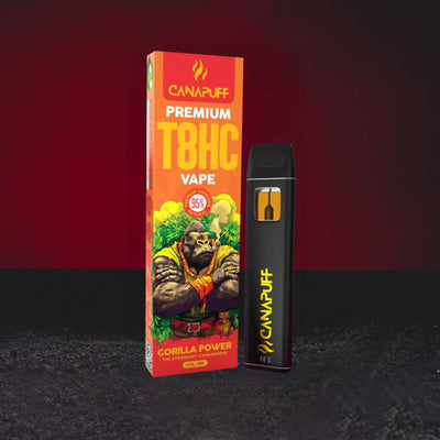 T8HC Vape 1 ml Kratom World – нов канабиноид с дълбоко релаксиращ Kush профил Gorilla Power, приблизително 300–400 дръпвания