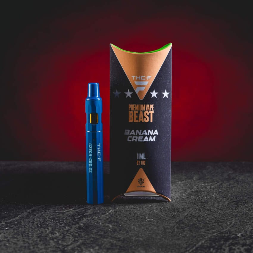 THF Beast еднократен vape Kratom World с вкус Banana Cream, кремов бананов аромат и sativa профил.