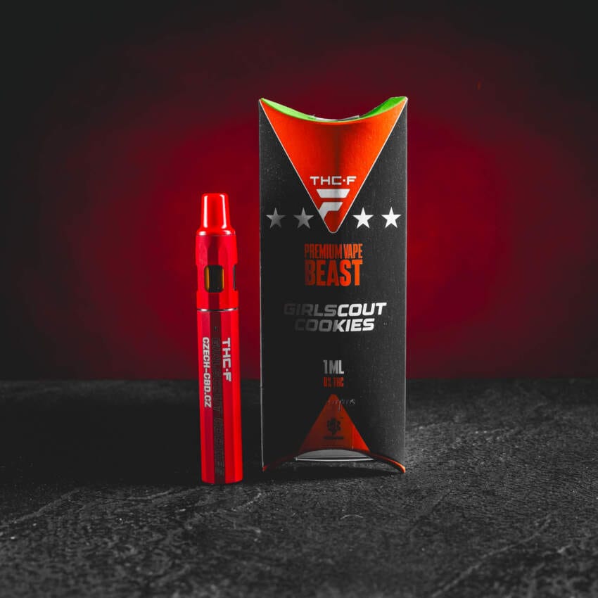 THF Beast еднократен vape Kratom World с вкус Girl Scout Cookies, премиум ароматен профил и sativa характер.
