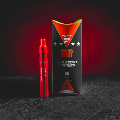 THF Beast еднократен vape Kratom World с вкус Girl Scout Cookies, премиум ароматен профил и sativa характер.