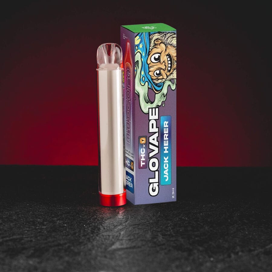 THV Glovape Vaporizer Kratom World Jack Herer, представен в продуктов кадър като канабиноиден vape продукт с профил Jack Herer.