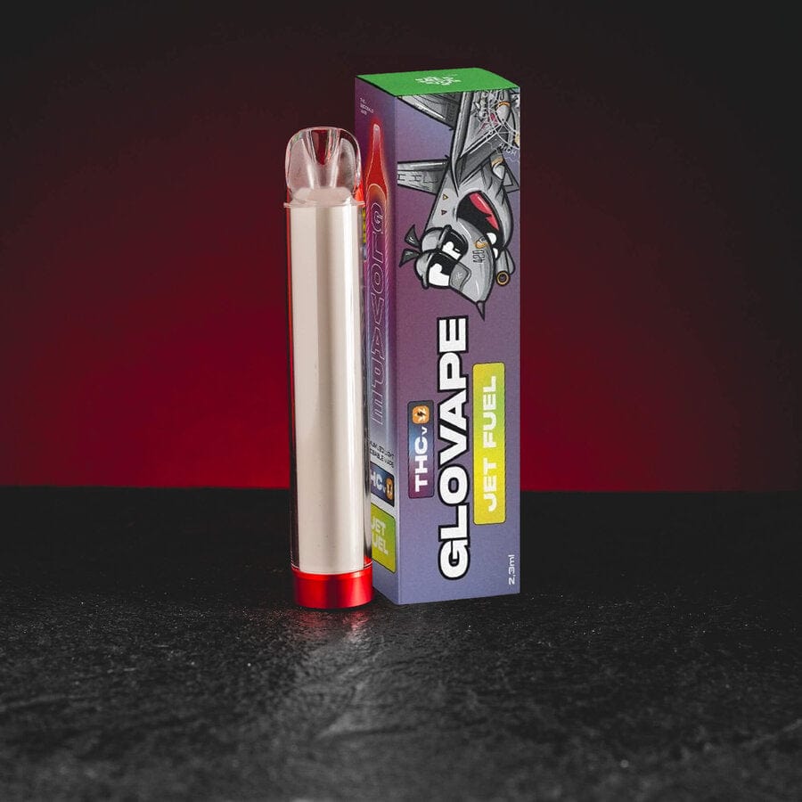 THV Glovape Vaporizer Kratom World Jet Fuel, представен в продуктов кадър като канабиноиден vape продукт с профил Jet Fuel.
