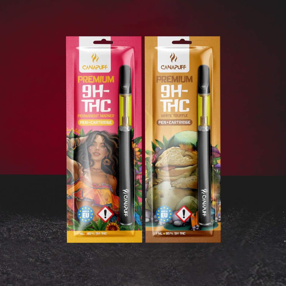 Групова снимка на Kratom World 9H-TH Vape Kit 95% 1 ml – премиум vape комплекти White Truffle и Permanent Marker