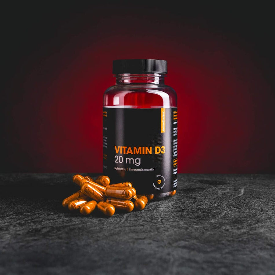 Vitamin D3 Kratom World 100 капсули, представен в продуктов кадър като витаминен продукт за подкрепа на имунитета, костите и психическото благополучие.